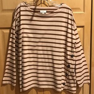 J. Jill Light Tan and Brown Striped Top